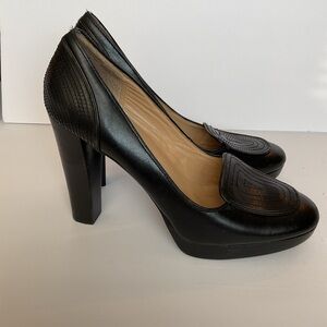 Michael Kors Roslyn Loafer Black  Leather Heel Pumps 4.5” Heel .74” Platform  10